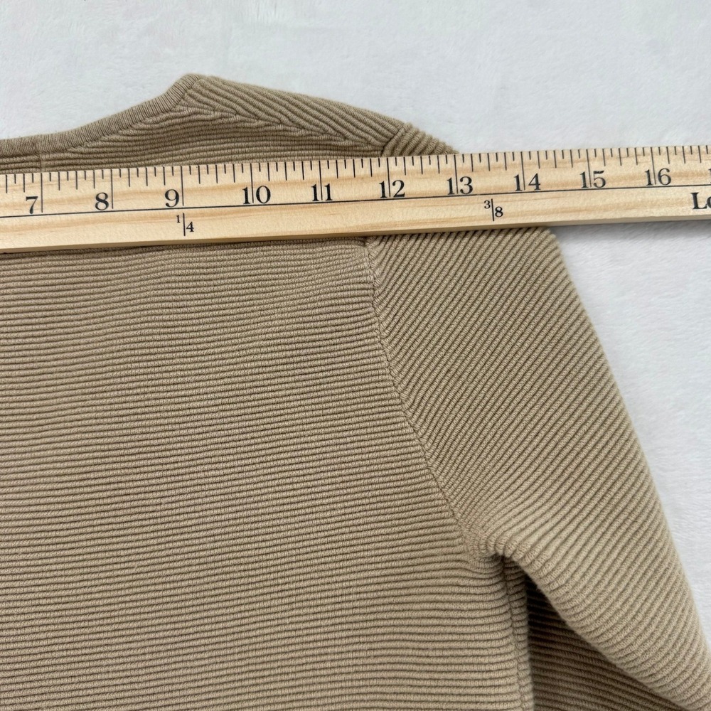 Womens Uniqlo Ribbed 3D Knit V-Neck Sweater XS Tan Beige Long Sleeve - Picture 7 of 8